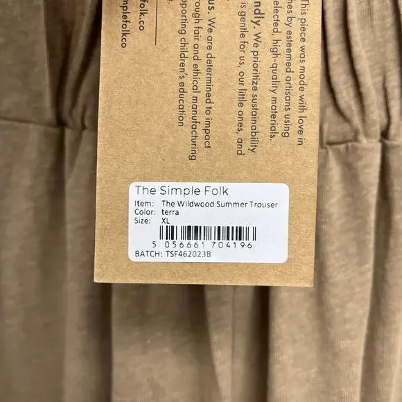 The Simple Folk Wildwood Summer Trouser Hemp Organic Cotton Wide Leg Pull On XL - Picture 7 of 11